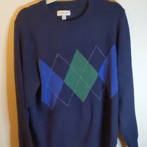 Classic Navy Argyle Sweater Men's Large